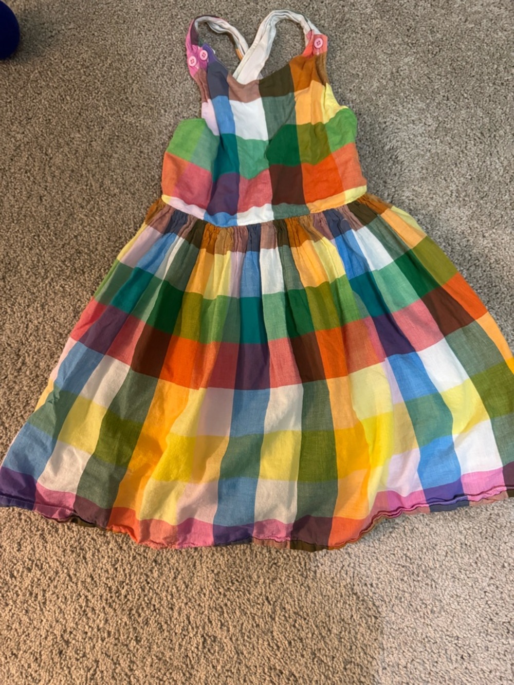 Mini Boden Rainbow Plaid Sundress - Multicolor
